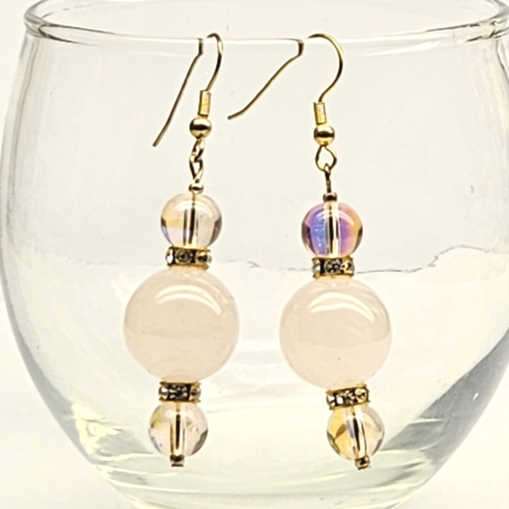 Pink Quartz Beaded Earrings